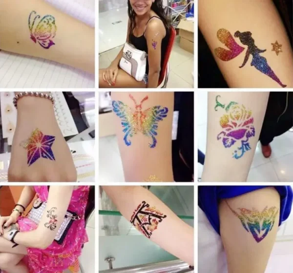 Semi-permanent Small Tattoo 24 Glitter Colors Sets - Image 5