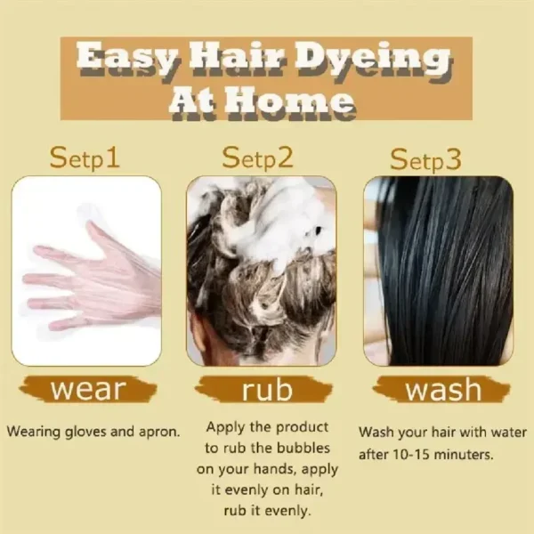 Pure Natural Herbal Hair Dye Shampoo– 5-Minute Color Transformation - Image 6