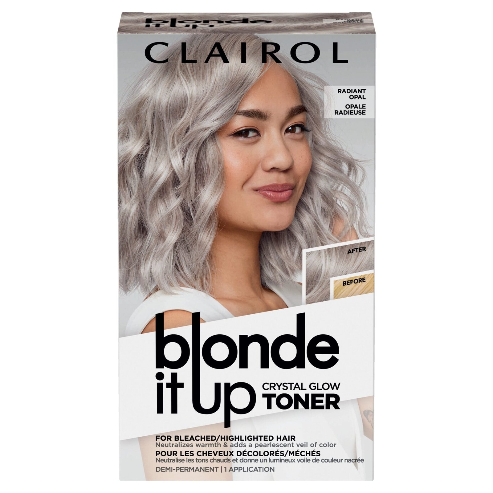 Blonde It up Semi-Permanent Hair Dye, Crystal Glow Toner Hair Color, Radiant Opal, 1 Application